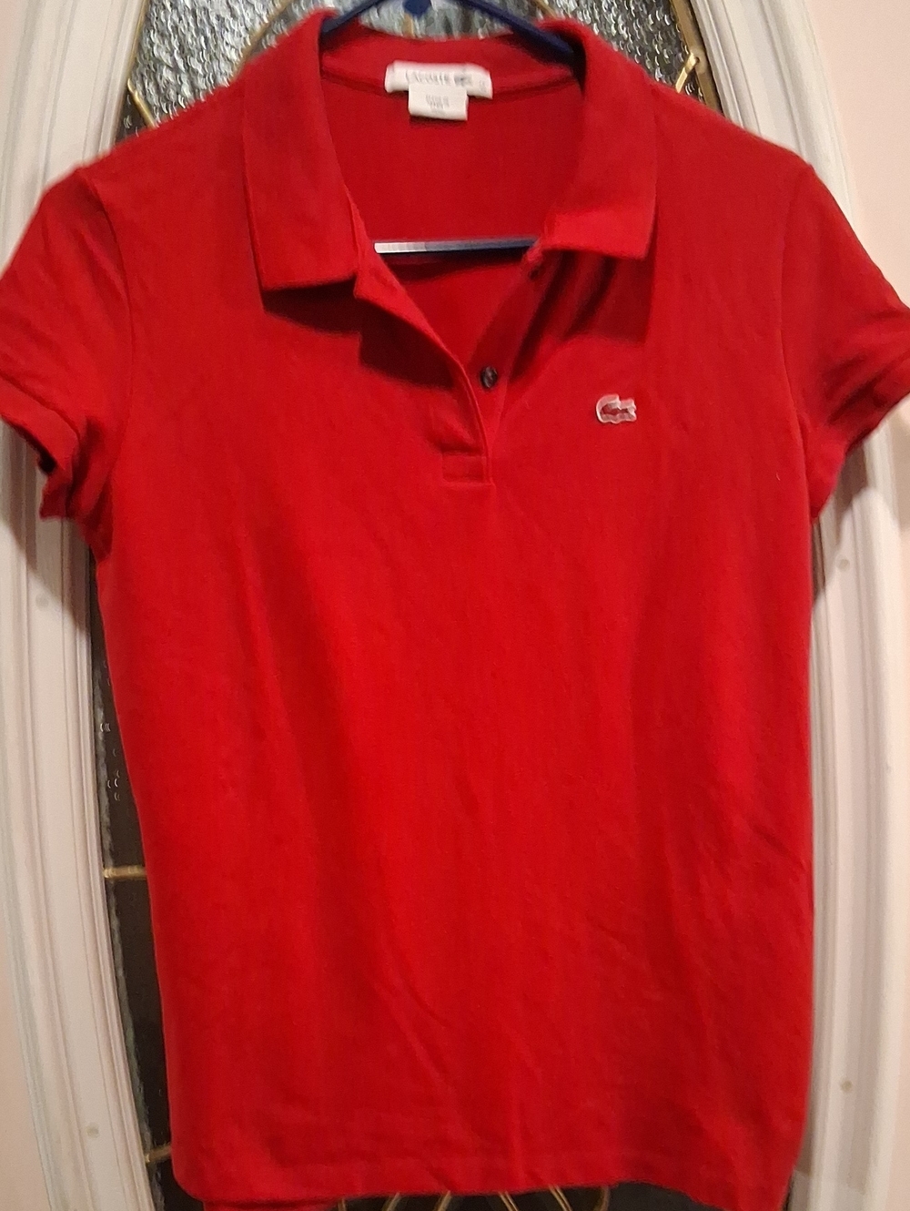 Lacoste Women's Red Polo Shirt with Chest Crocodile Logo